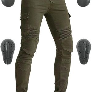 Men's Motorcycle Riding Pants Denim Jeans  Pads Equipment with Knee and Hip Armor Pads  (Black, XL=34)